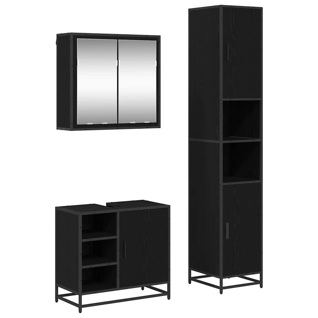 Ensemble de mobilier de salle de bain 3 pièces Chêne noir