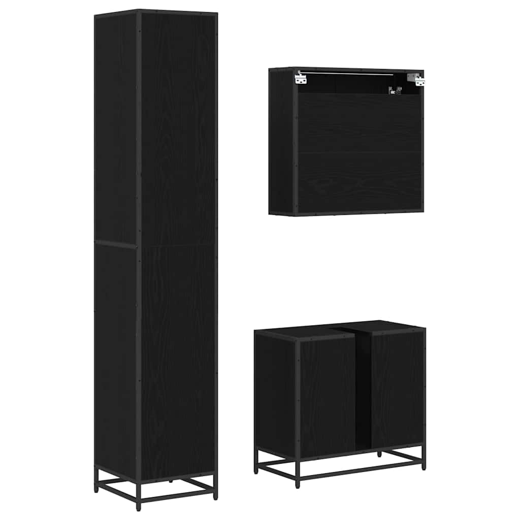 Ensemble de mobilier de salle de bain 3 pièces Chêne noir
