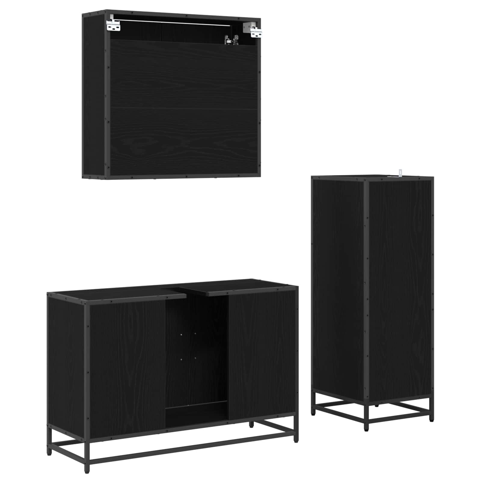 Ensemble de mobilier de salle de bain 3 pc Chêne noir