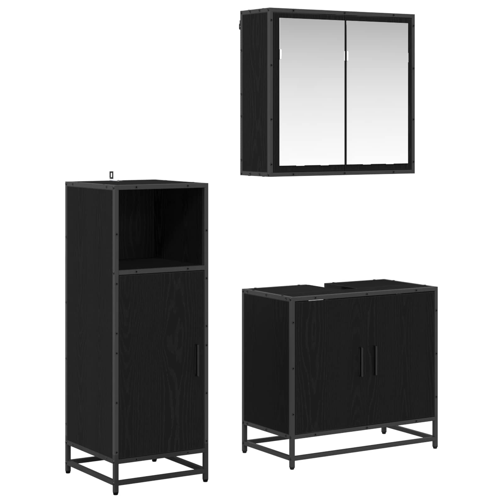 Ensemble de mobilier de salle de bain 3 pc Chêne noir