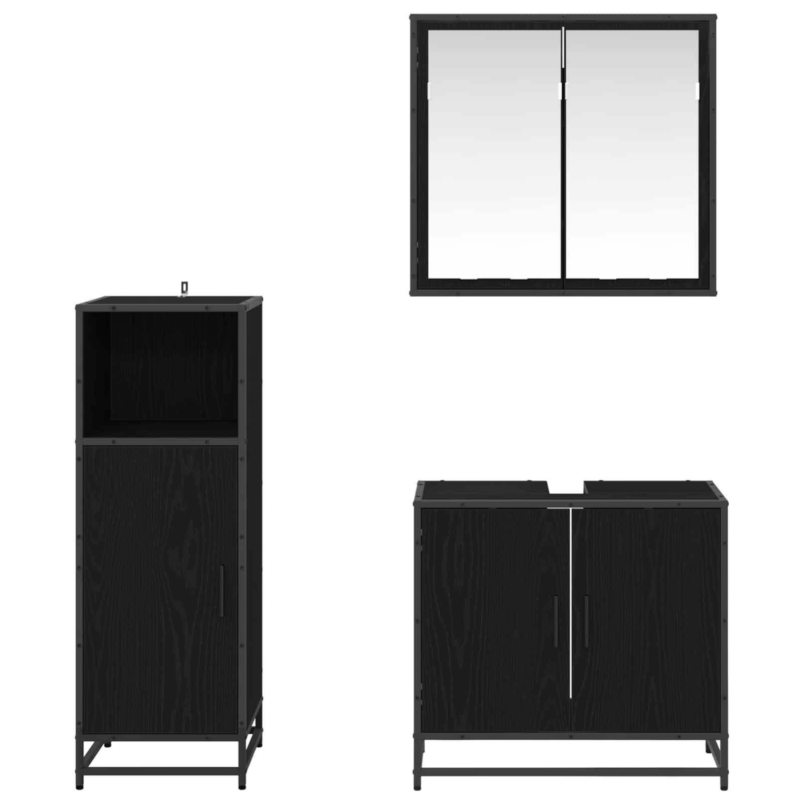 Ensemble de mobilier de salle de bain 3 pc Chêne noir