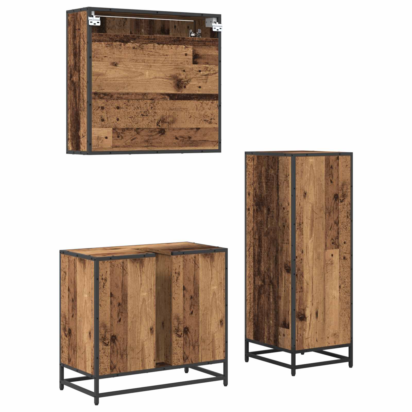 Ensemble de mobilier de salle de bain 3 pc Bois Ancien