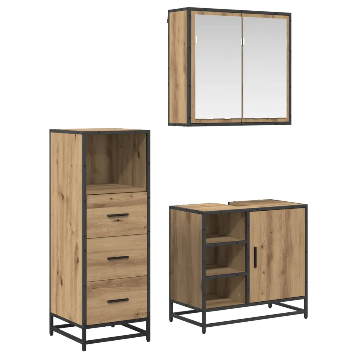 Ensemble de mobilier de salle de bain 3 pc Chêne artisanal - XIOS