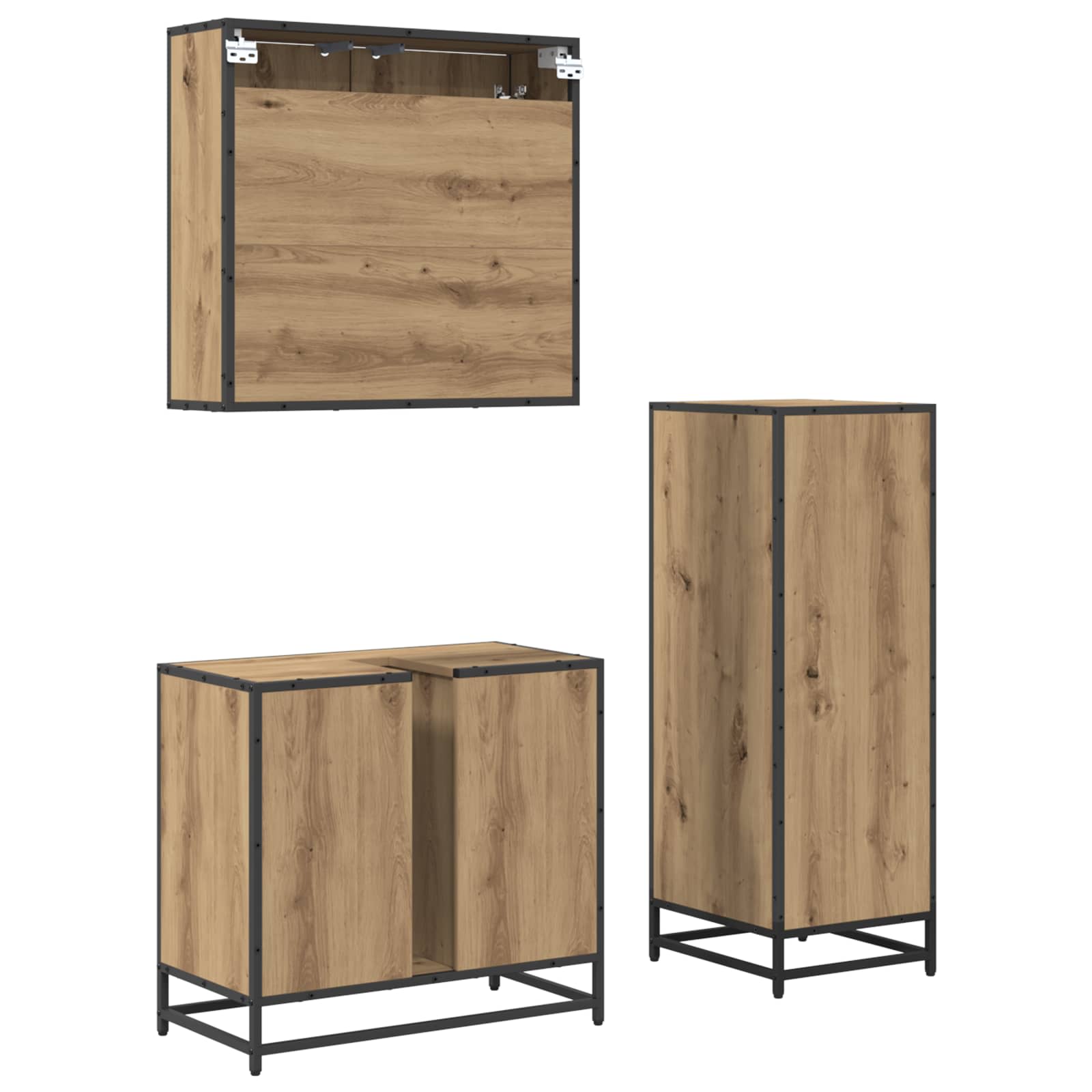 Ensemble de mobilier de salle de bain 3 pc Chêne artisanal