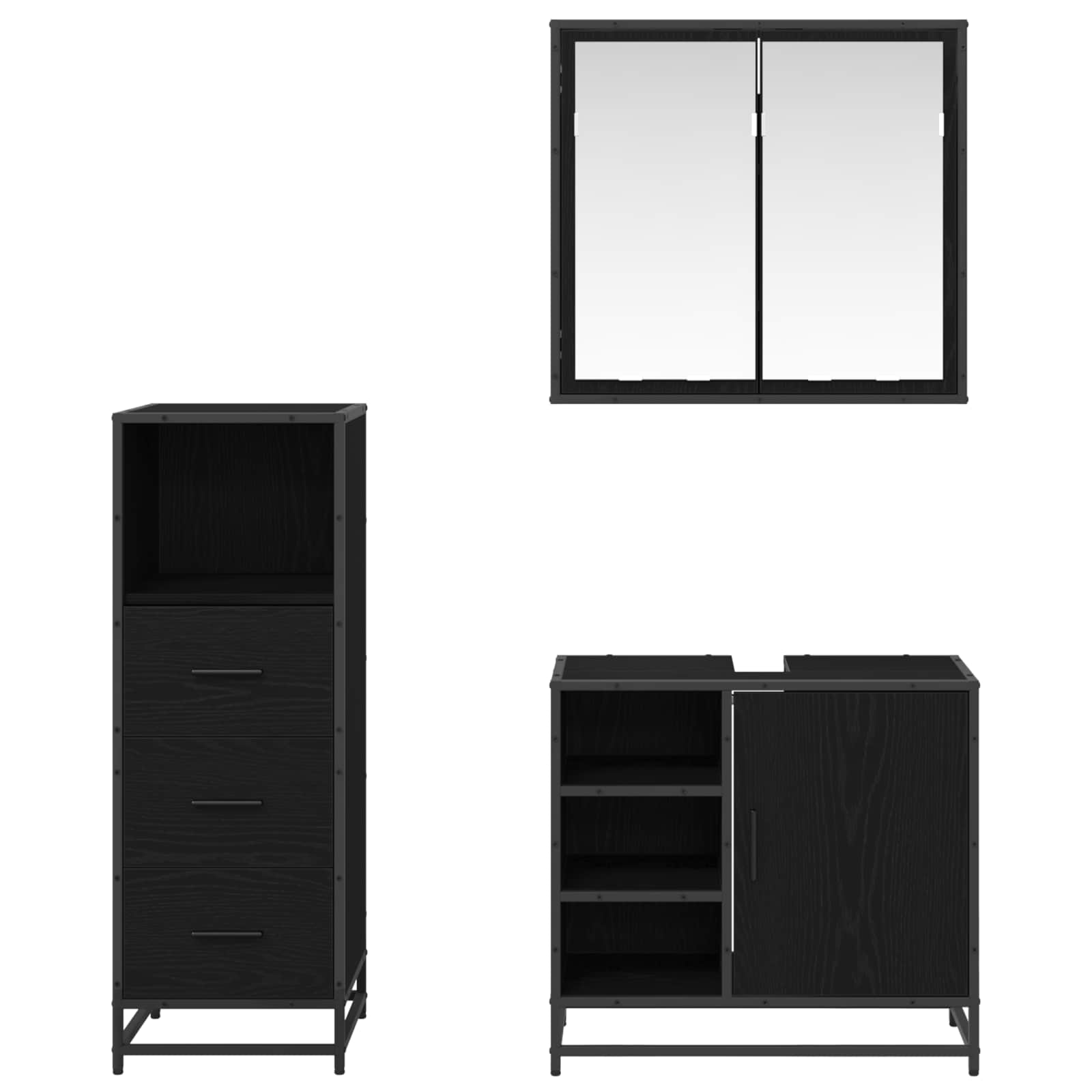 Ensemble de mobilier de salle de bain 3 pc Chêne noir