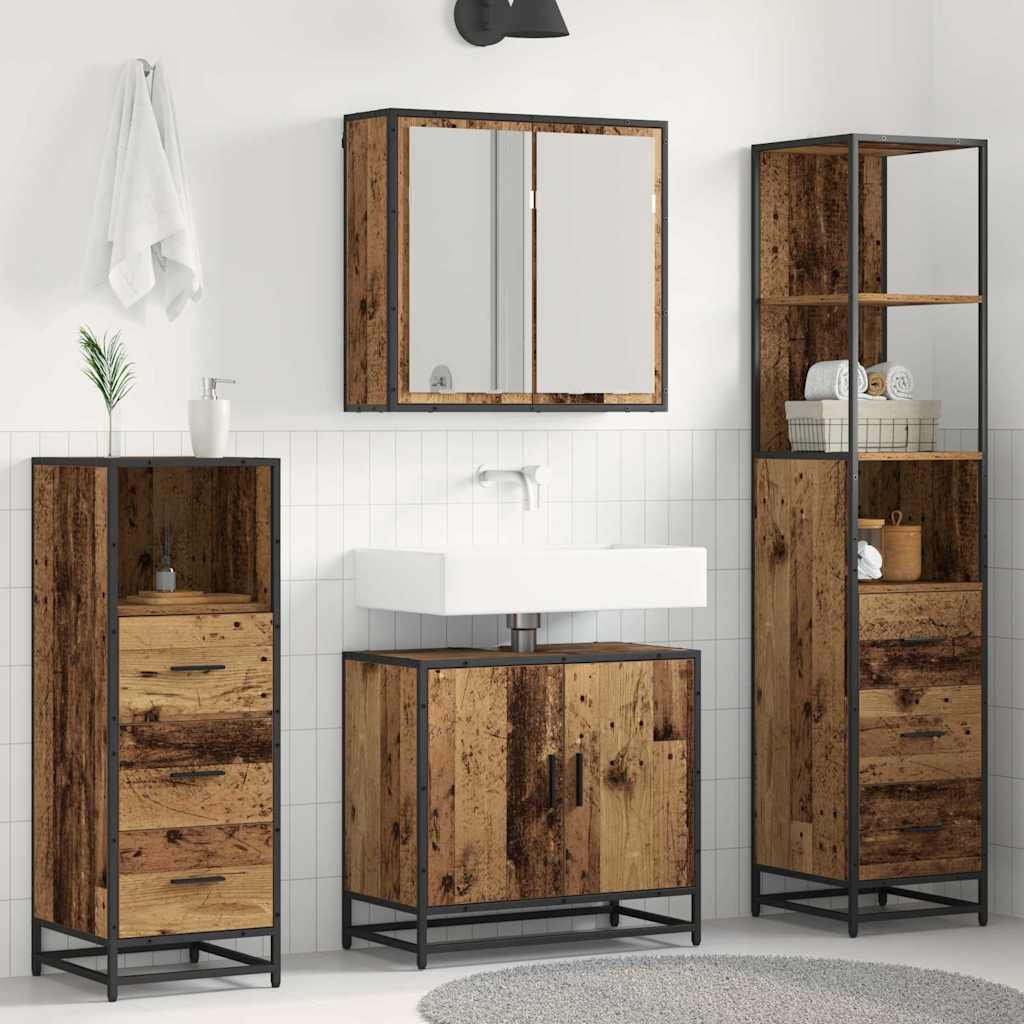 Ensemble de mobilier de salle de bain 4 pièces Bois Ancien