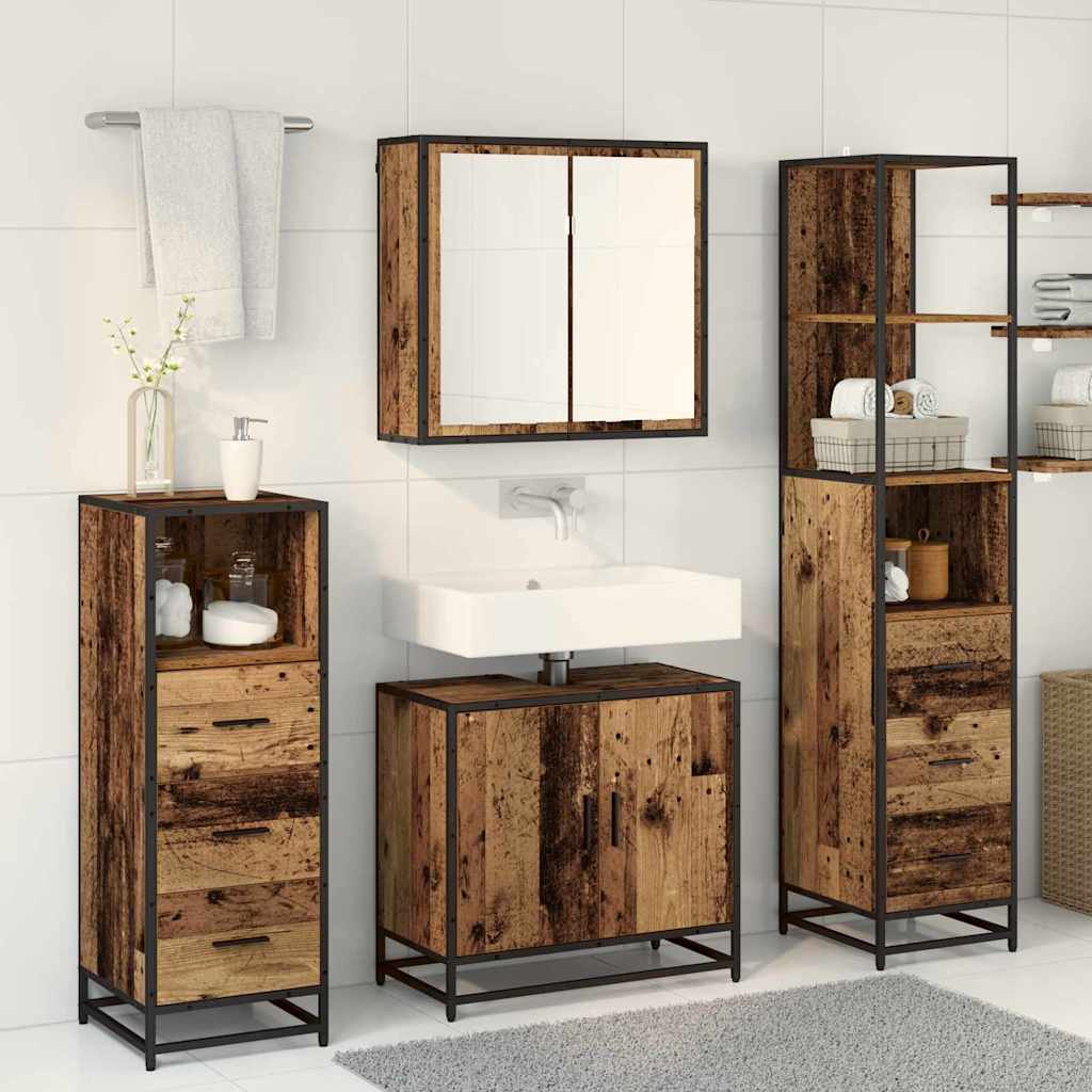 Ensemble de mobilier de salle de bain 4 pièces Bois Ancien
