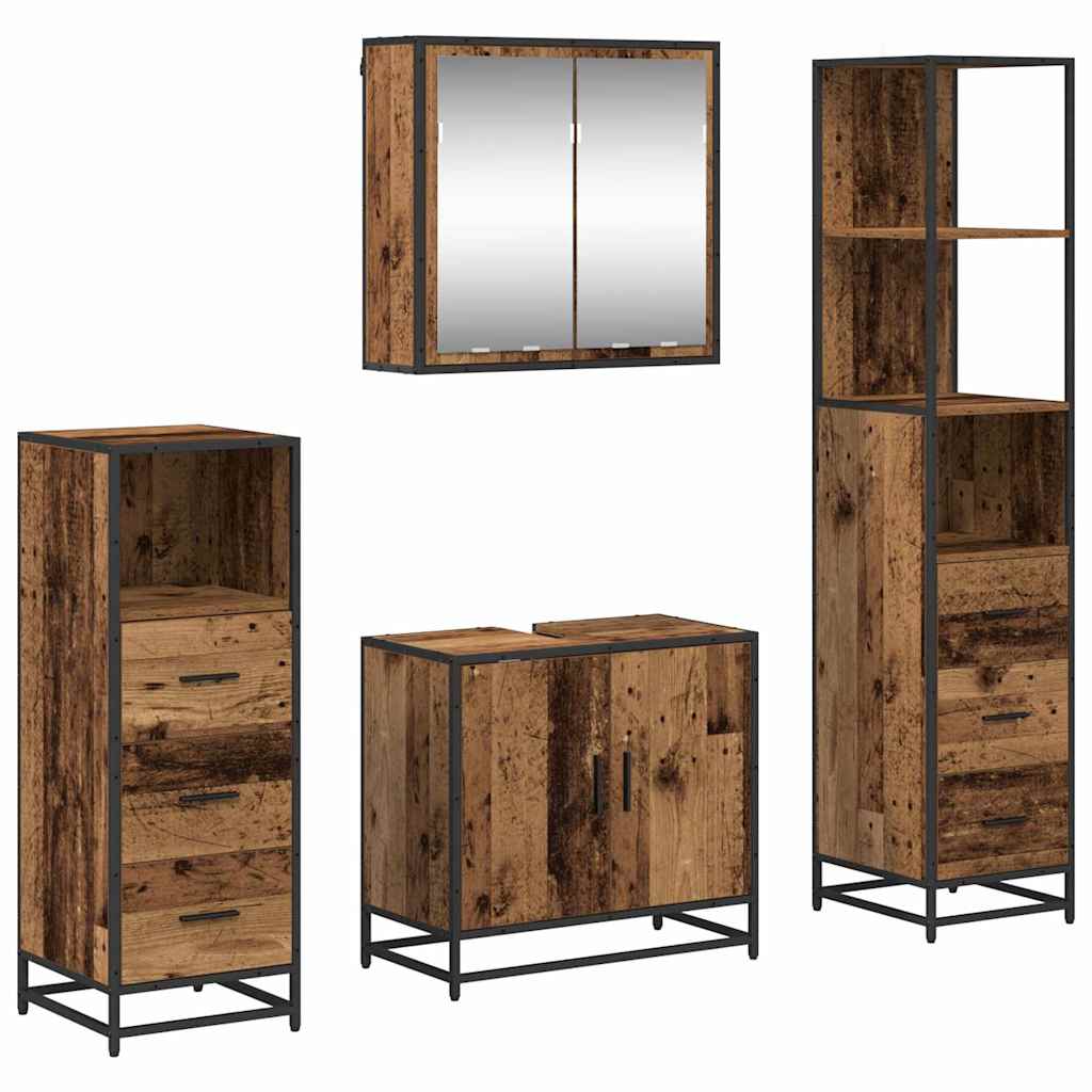 Ensemble de mobilier de salle de bain 4 pièces Bois Ancien