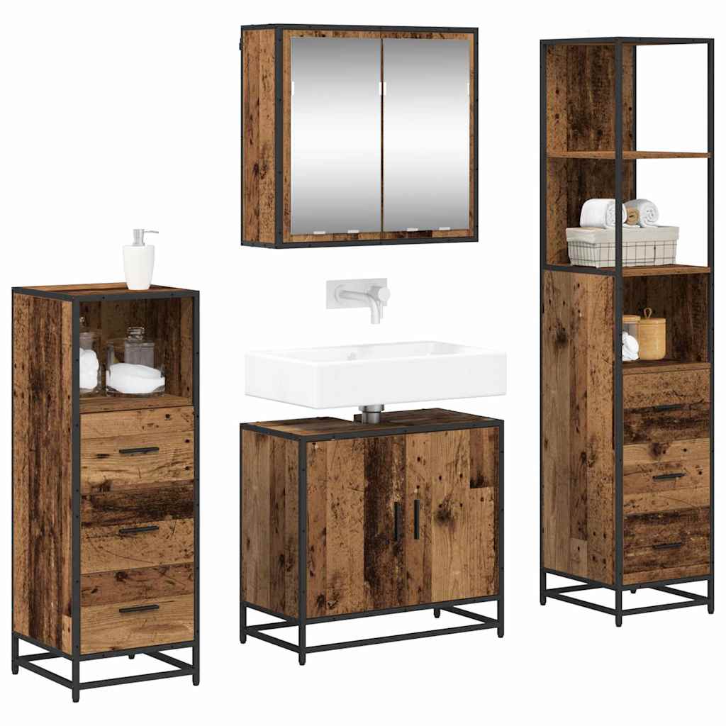 Ensemble de mobilier de salle de bain 4 pièces Bois Ancien