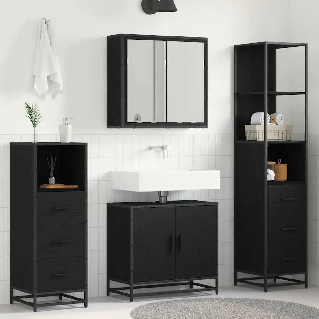 Ensemble de mobilier de salle de bain 4 pièces Chêne noir - XIOS