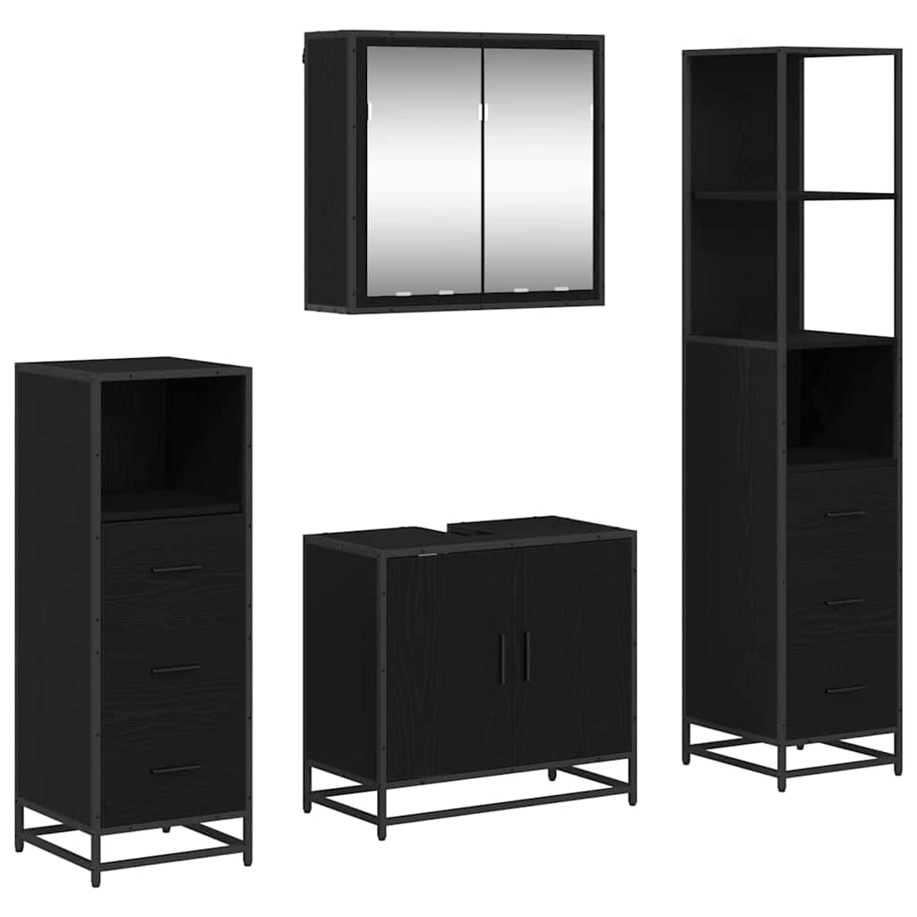 Ensemble de mobilier de salle de bain 4 pièces Chêne noir
