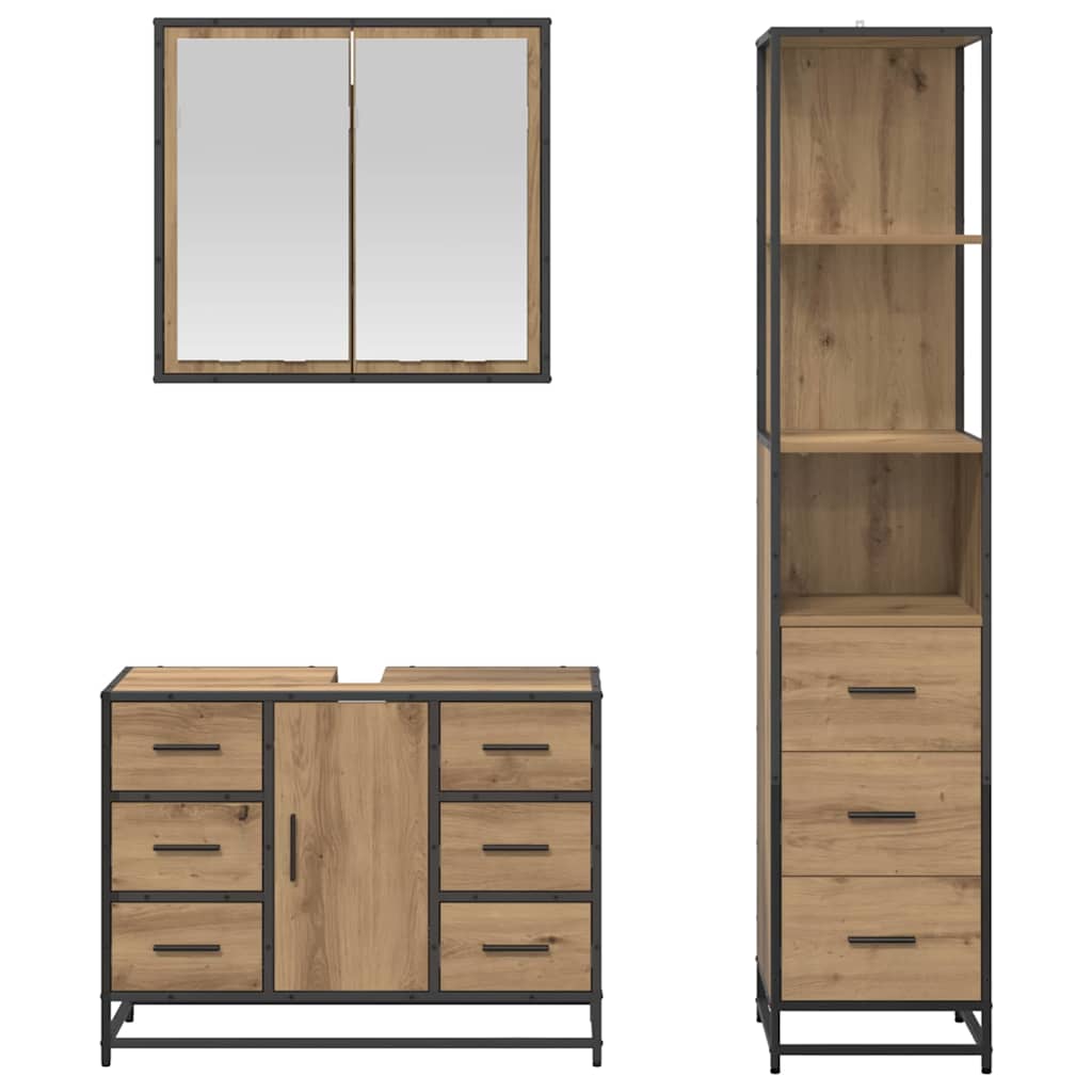 Ensemble de mobilier de salle de bain 3 pc Chêne artisanal