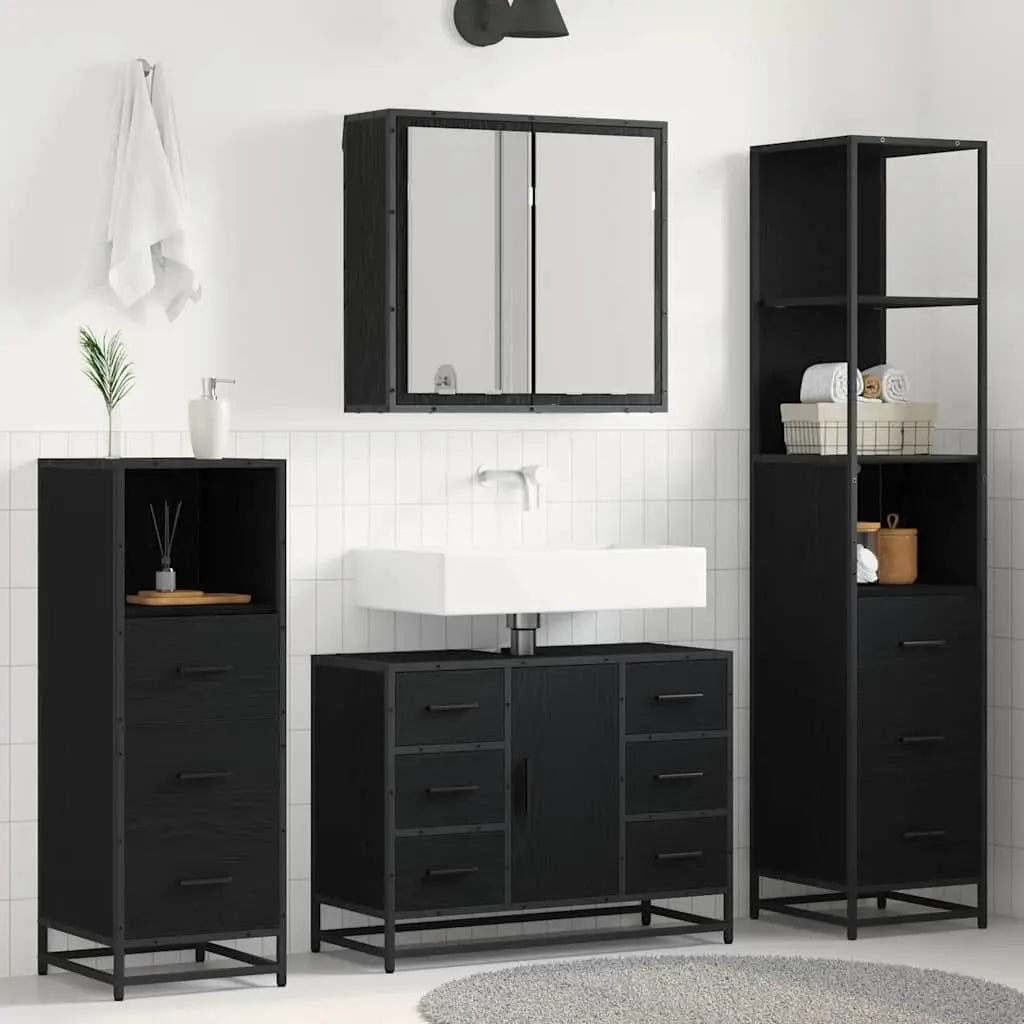 Ensemble de mobilier de salle de bain 3 pc Chêne noir - XIOS