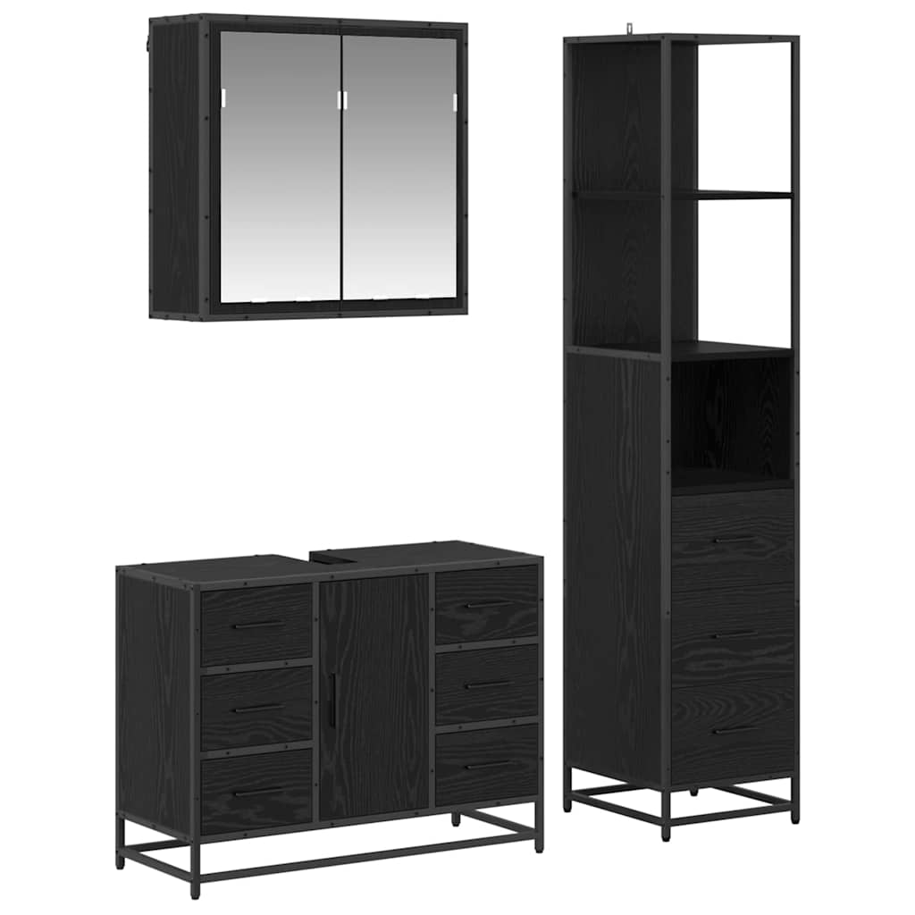 Ensemble de mobilier de salle de bain 3 pc Chêne noir