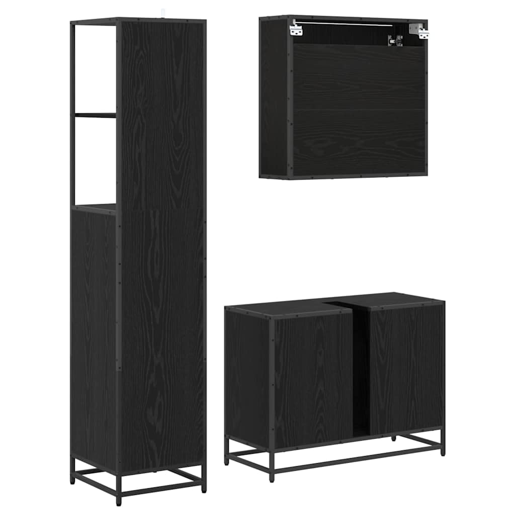 Ensemble de mobilier de salle de bain 3 pc Chêne noir