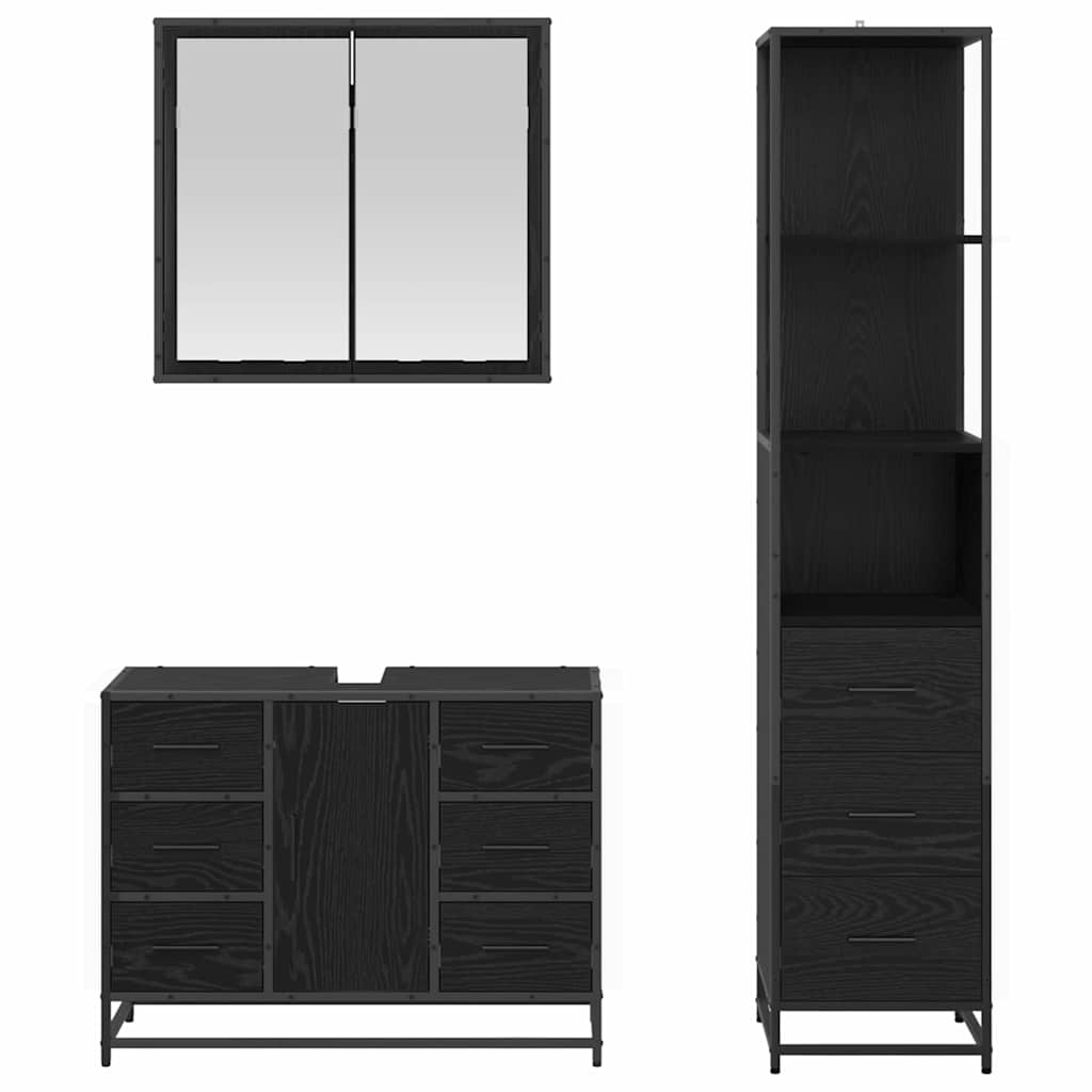 Ensemble de mobilier de salle de bain 3 pc Chêne noir