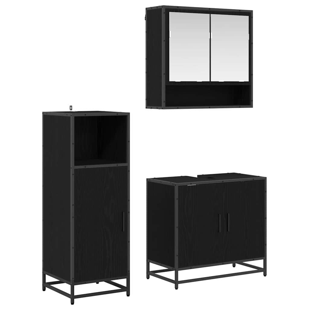 Ensemble de mobilier de salle de bain 3 pc Chêne noir