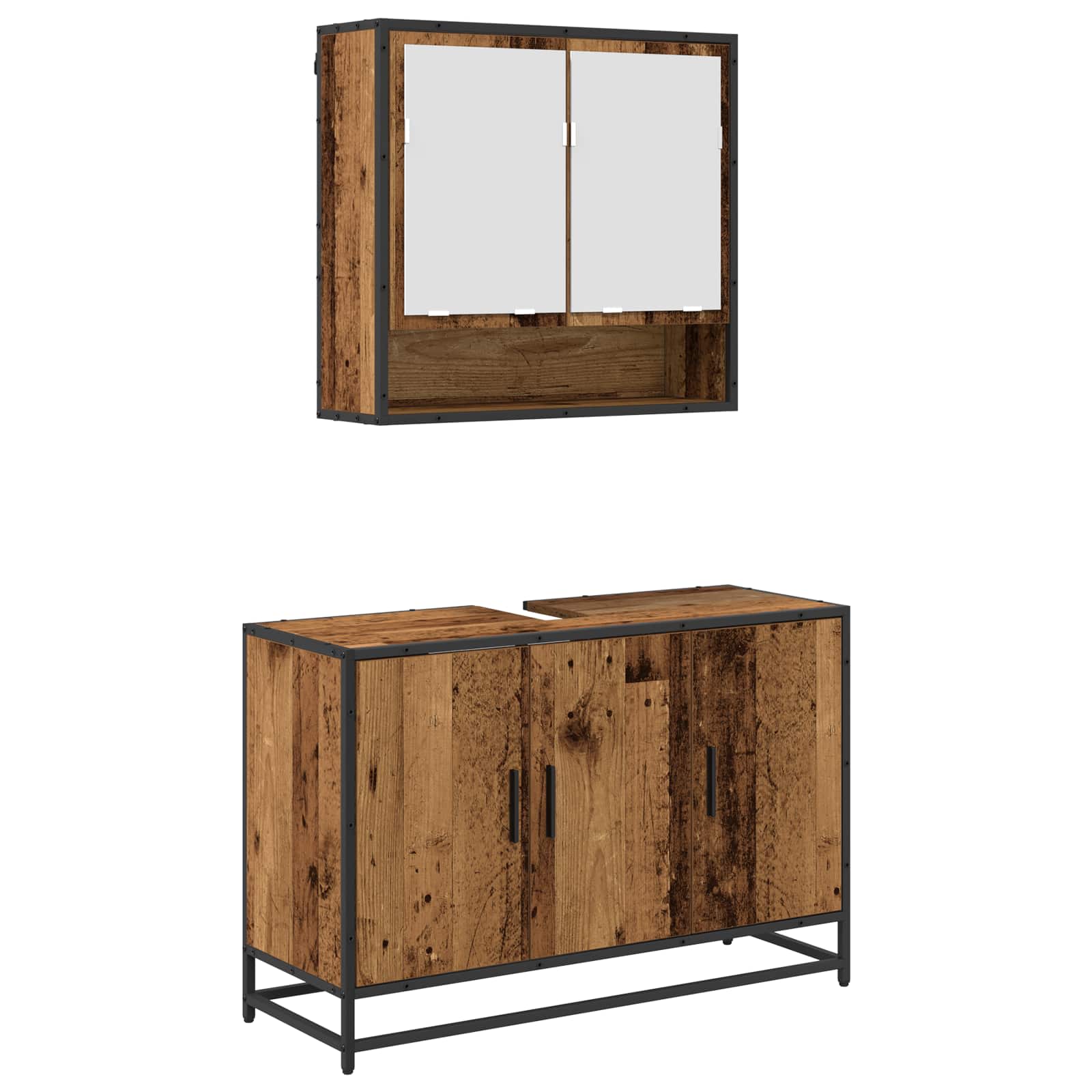 Ensemble de mobilier de salle de bain 2 pc Bois Ancien