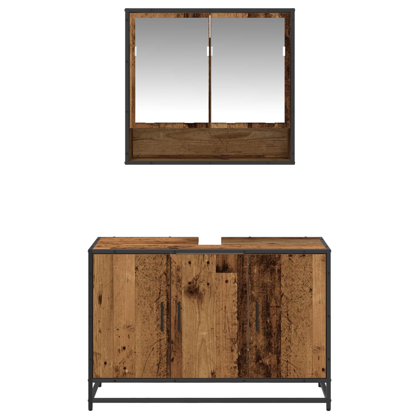 Ensemble de mobilier de salle de bain 2 pc Bois Ancien