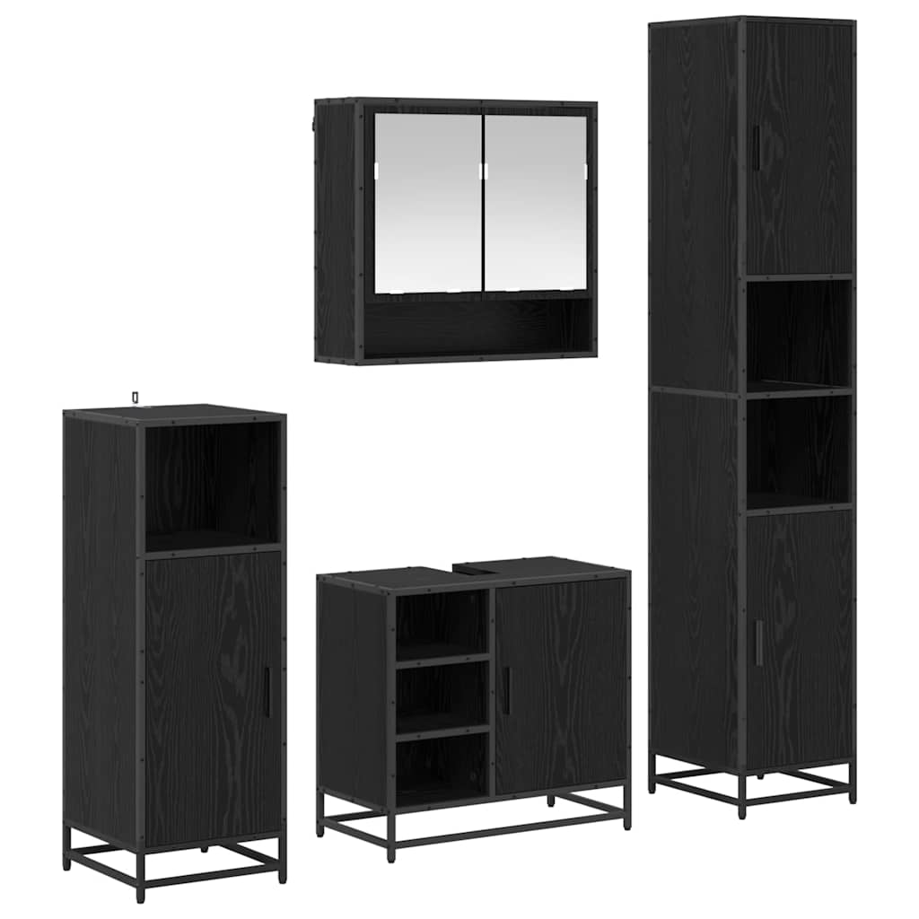 Ensemble de mobilier de salle de bain 4 pièces Chêne noir