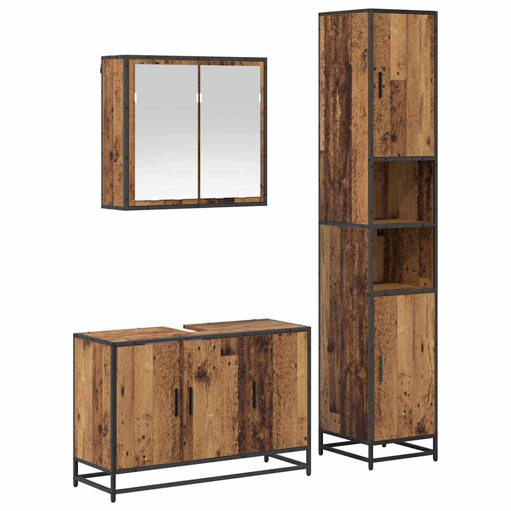 Ensemble de mobilier de salle de bain 3 pièces Bois Ancien
