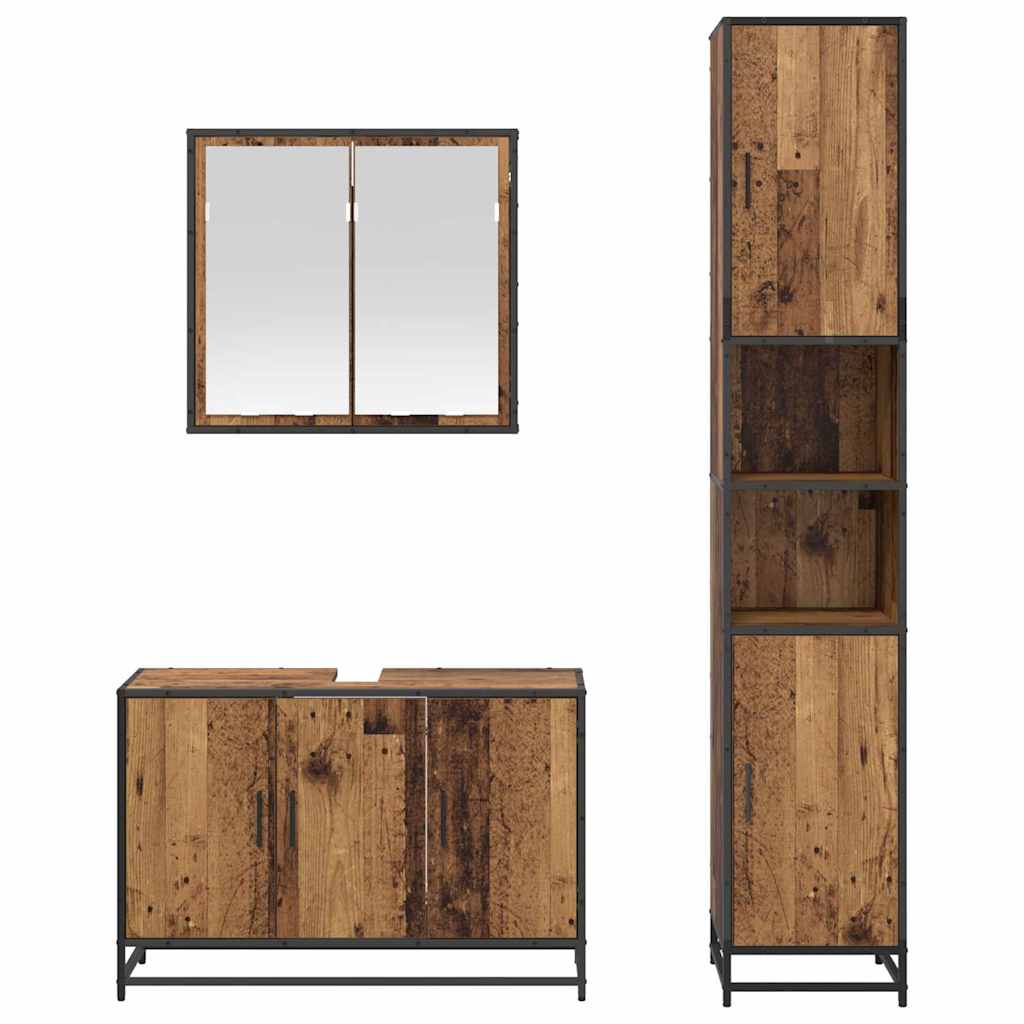 Ensemble de mobilier de salle de bain 3 pièces Bois Ancien