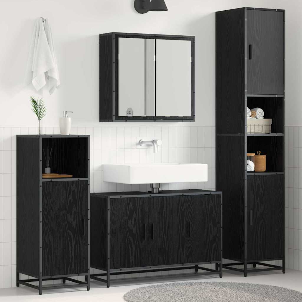 Ensemble de mobilier de salle de bain 3 pièces Chêne noir