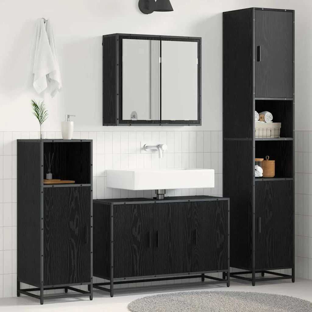 Ensemble de mobilier de salle de bain 3 pièces Chêne noir - XIOS