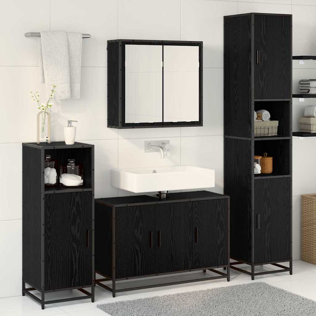 Ensemble de mobilier de salle de bain 3 pièces Chêne noir
