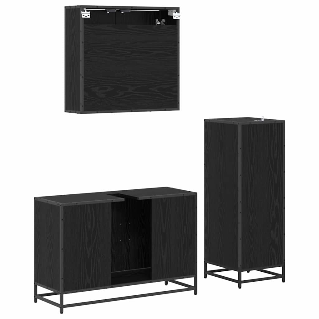 Ensemble de mobilier de salle de bain 3 pc Chêne noir