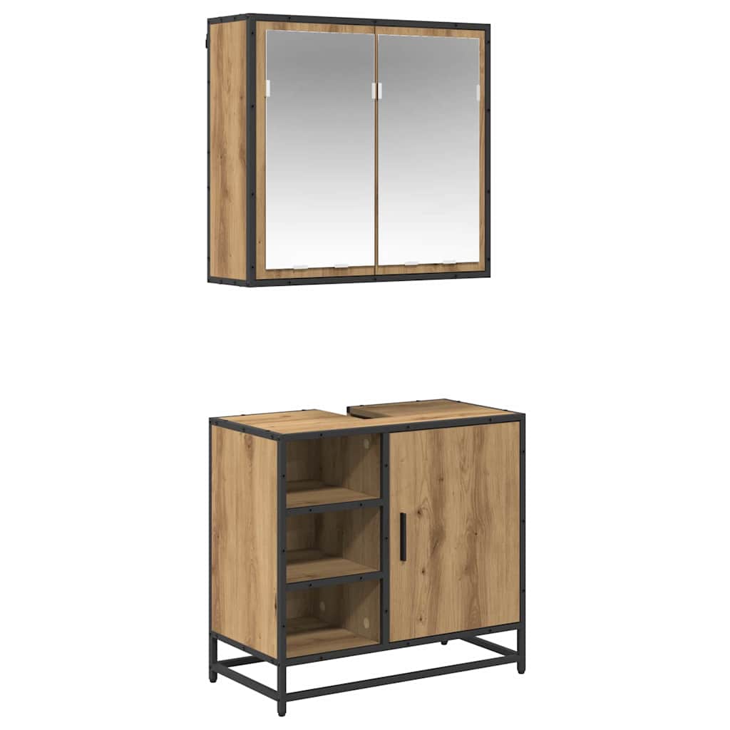 Ensemble de mobilier de salle de bain 2 pc Chêne artisanal
