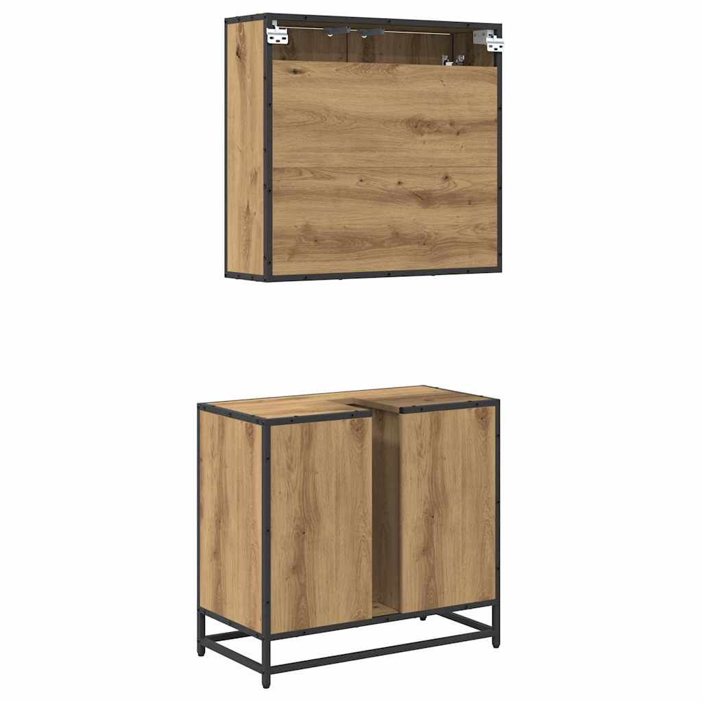 Ensemble de mobilier de salle de bain 2 pc Chêne artisanal