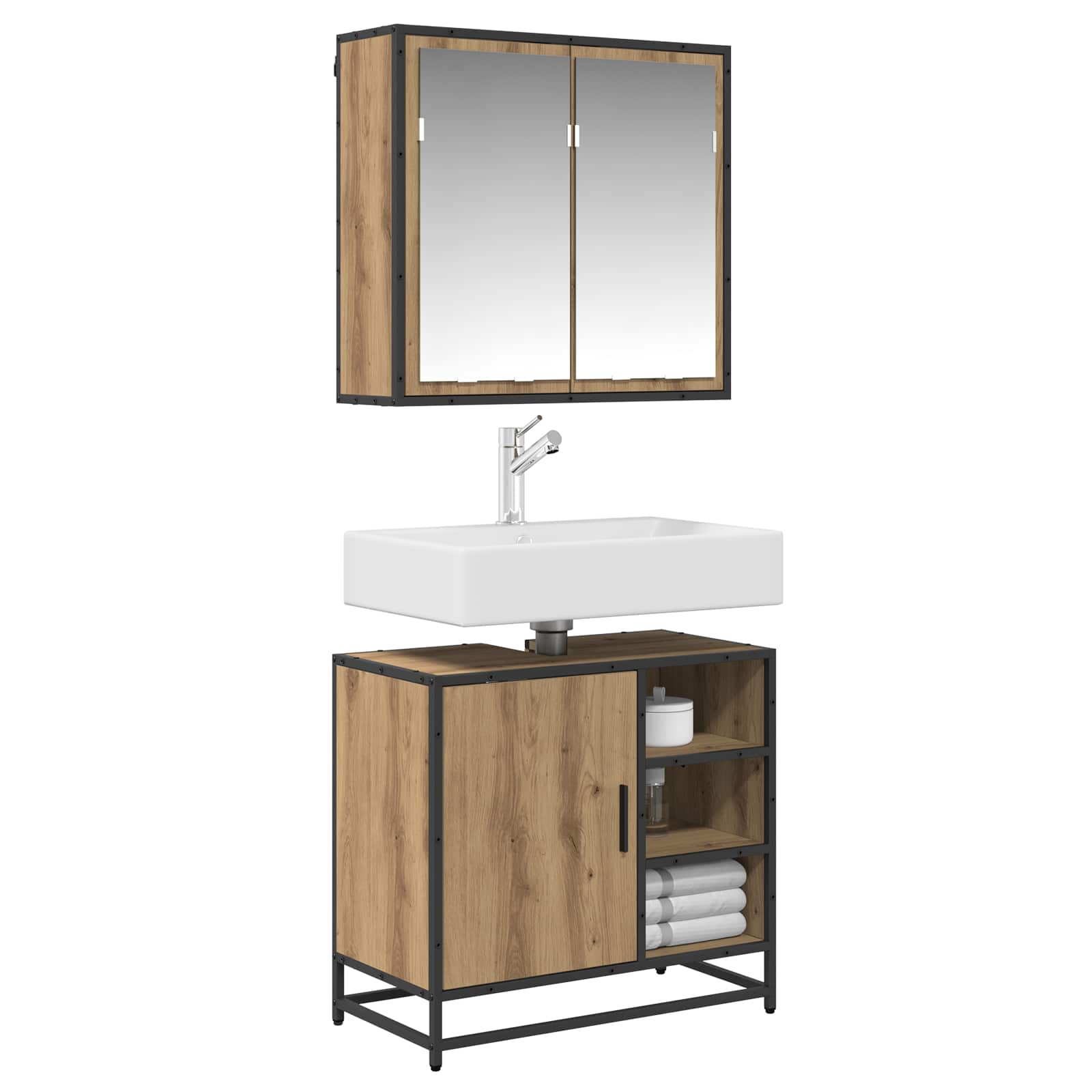 Ensemble de mobilier de salle de bain 2 pc Chêne artisanal