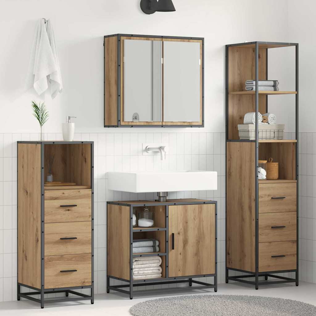 Ensemble de mobilier de salle de bain 3 pc Chêne artisanal