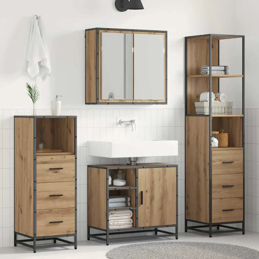 Ensemble de mobilier de salle de bain 3 pc Chêne artisanal - XIOS