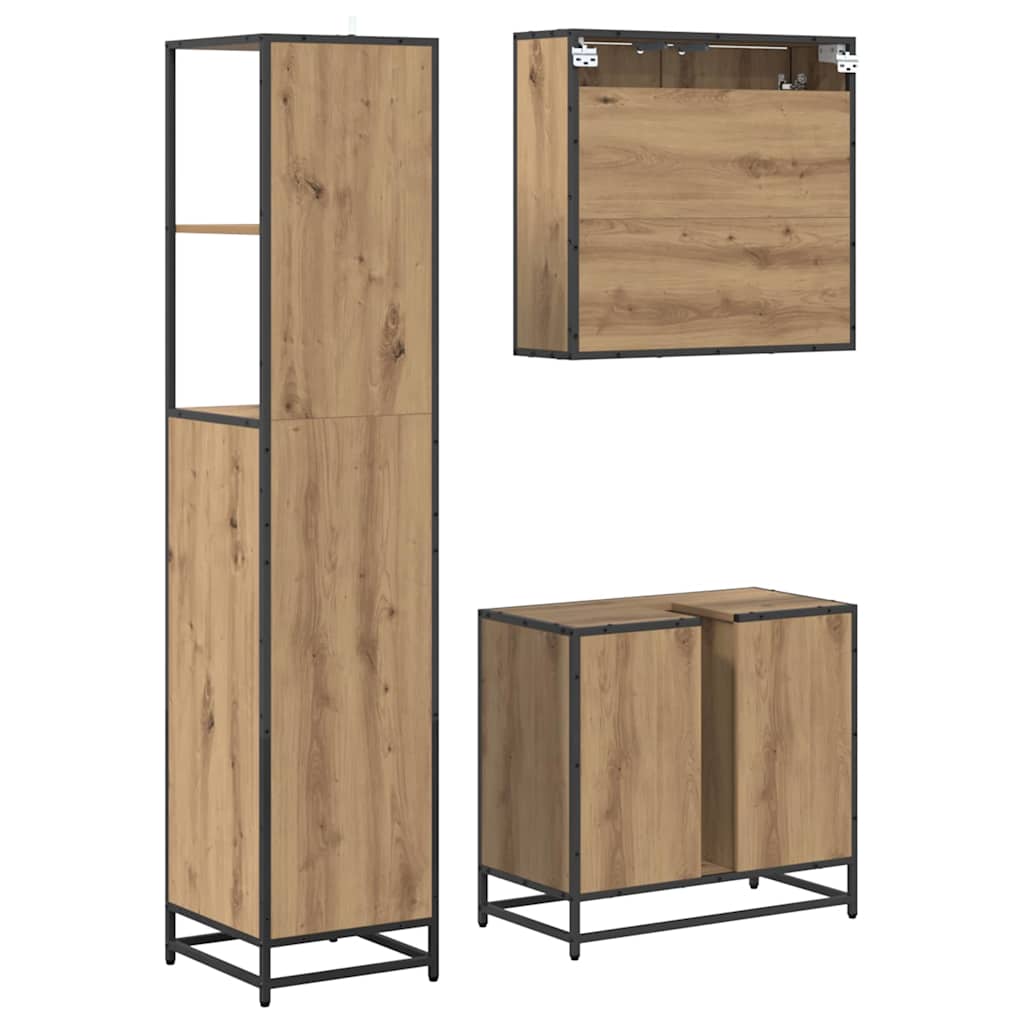 Ensemble de mobilier de salle de bain 3 pc Chêne artisanal