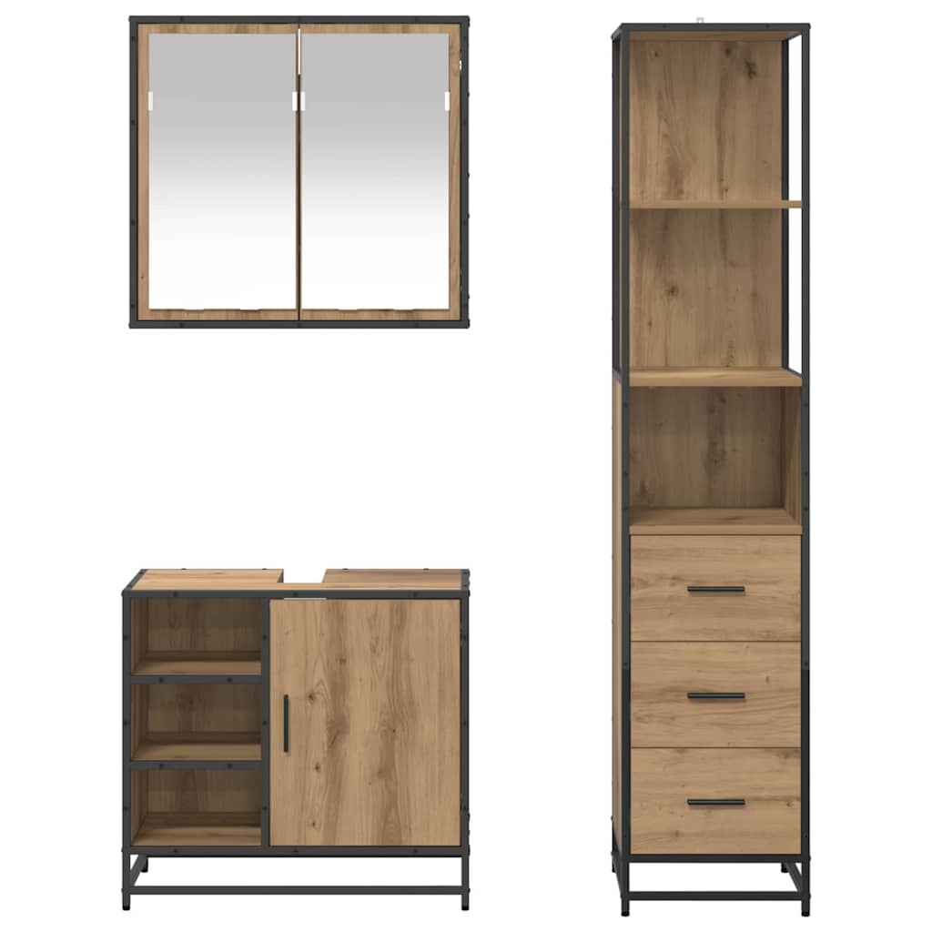 Ensemble de mobilier de salle de bain 3 pc Chêne artisanal