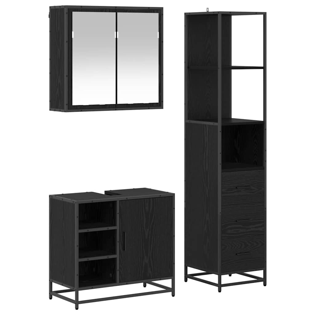 Ensemble de mobilier de salle de bain 3 pc Chêne noir