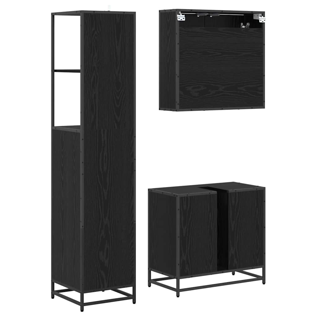 Ensemble de mobilier de salle de bain 3 pc Chêne noir