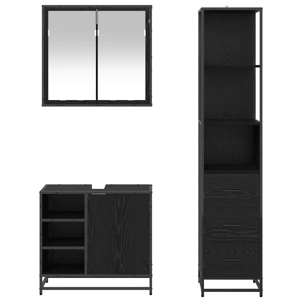 Ensemble de mobilier de salle de bain 3 pc Chêne noir