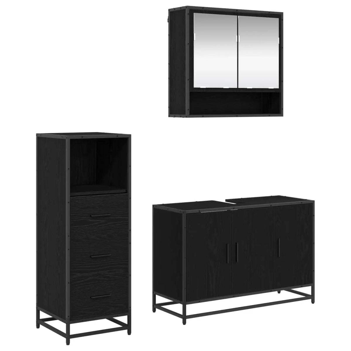Ensemble de mobilier de salle de bain 3 pièces Chêne noir - XIOS