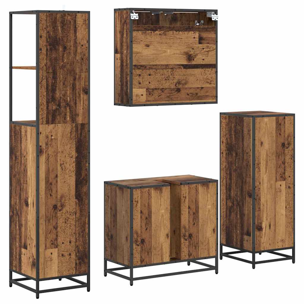 Ensemble de mobilier de salle de bain 4 pc Bois Ancien