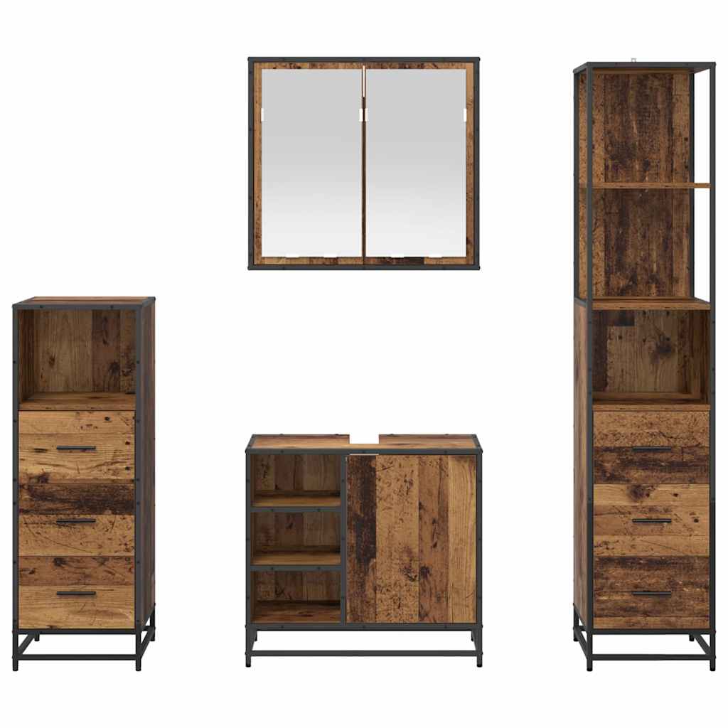Ensemble de mobilier de salle de bain 4 pc Bois Ancien