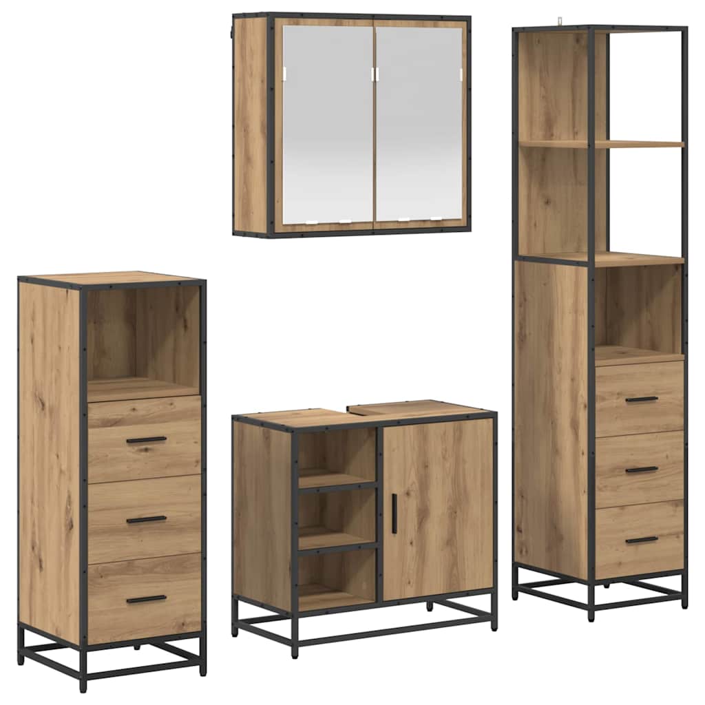 Ensemble de mobilier de salle de bain 4 pc Chêne artisanal