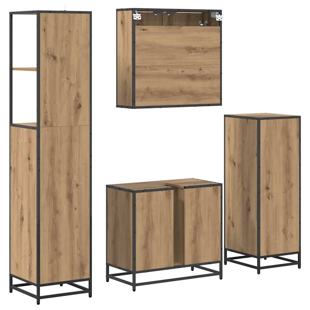 Ensemble de mobilier de salle de bain 4 pc Chêne artisanal