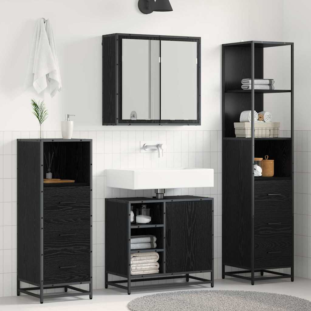 Ensemble de mobilier de salle de bain 4 pc Chêne noir
