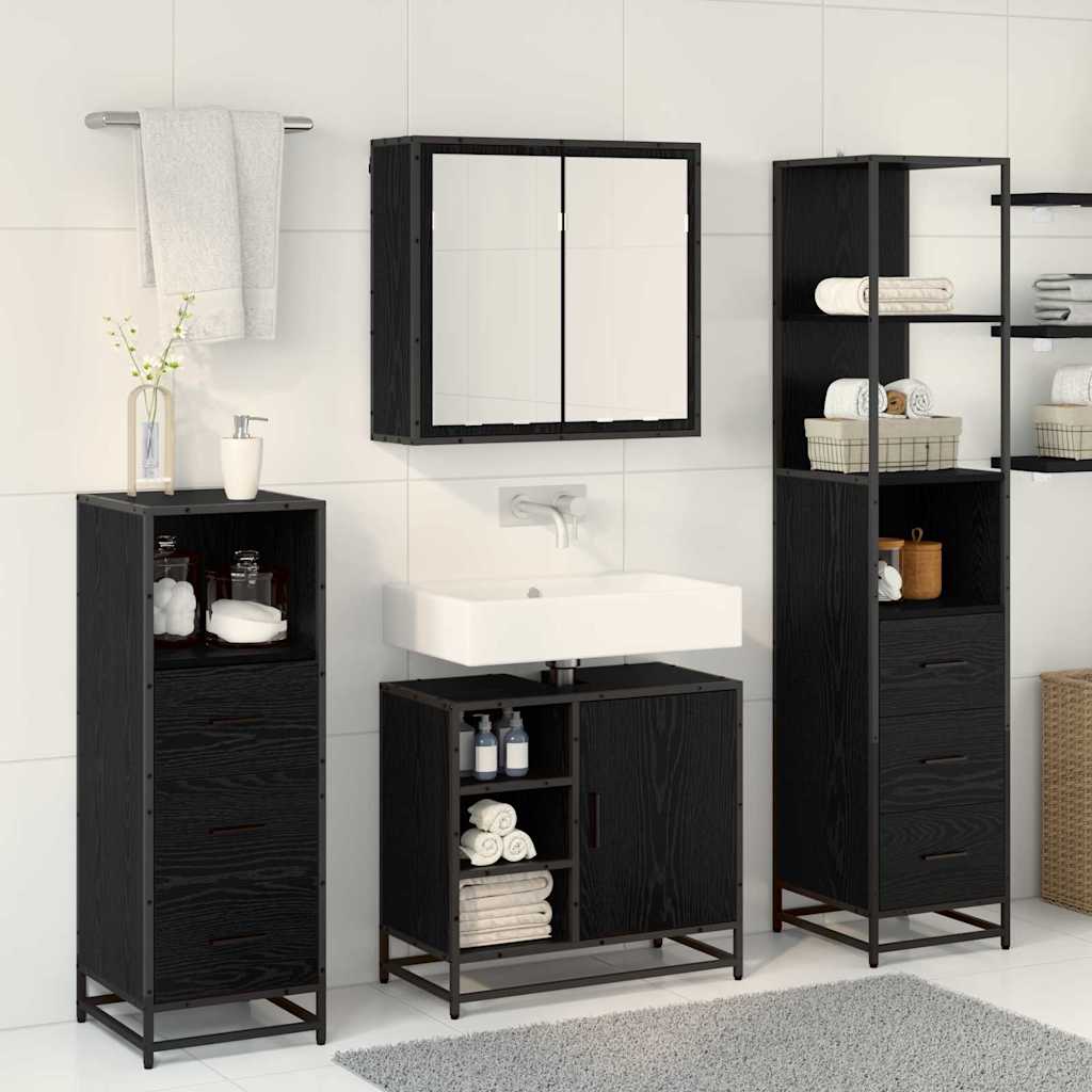 Ensemble de mobilier de salle de bain 4 pc Chêne noir