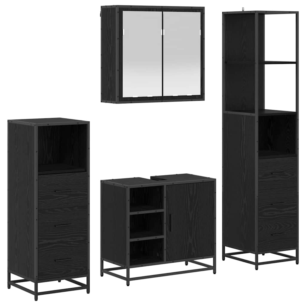 Ensemble de mobilier de salle de bain 4 pc Chêne noir