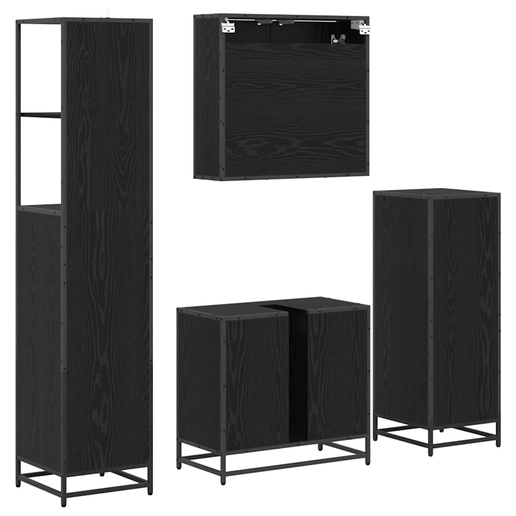 Ensemble de mobilier de salle de bain 4 pc Chêne noir