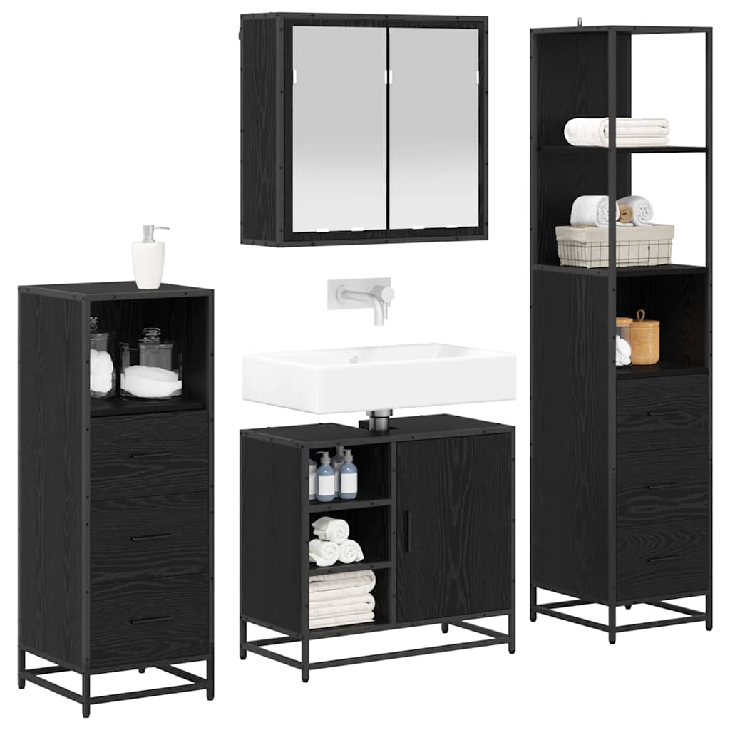 Ensemble de mobilier de salle de bain 4 pc Chêne noir